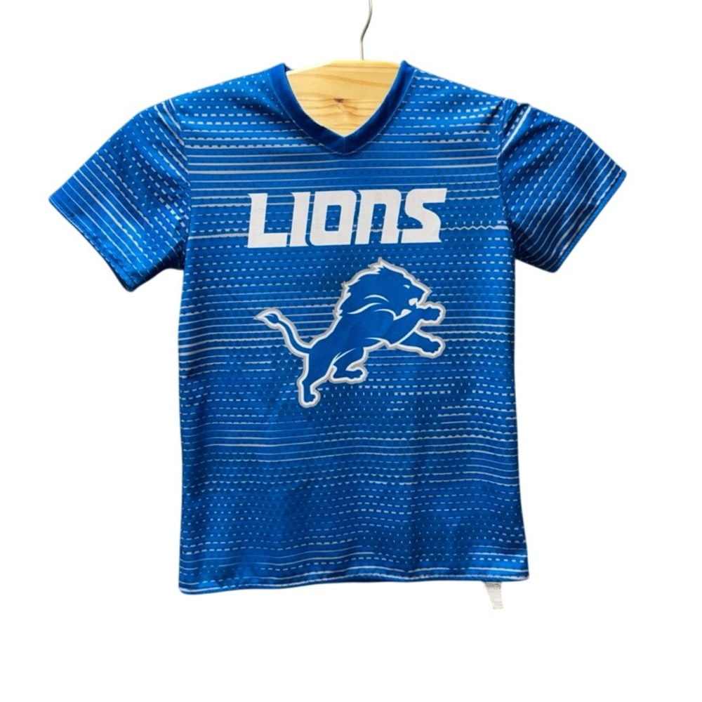 NFL Flag Football Detroit Lions Jersey Blue Youth Large Short Sleeve V-Neck T